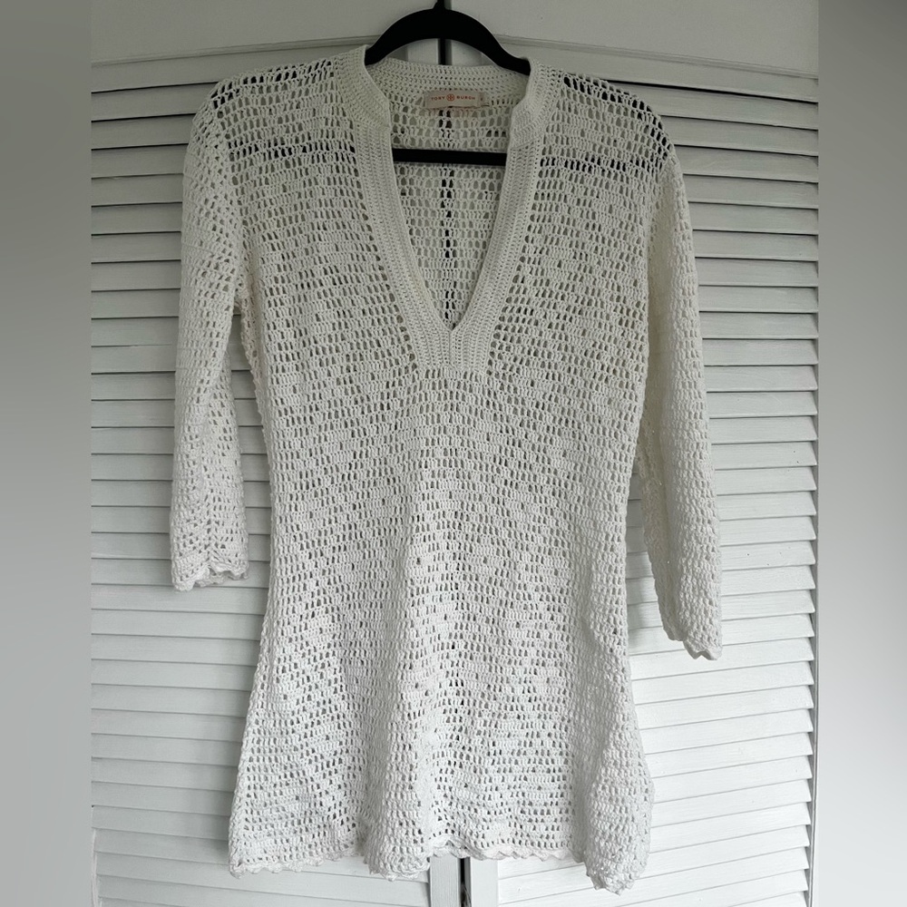 Tory Burch White Crochet Tunic